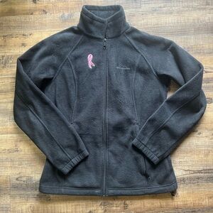Columbia Women’s BLack Fleece Full Zip W/ Breast Cancer Ribbon Sz Small